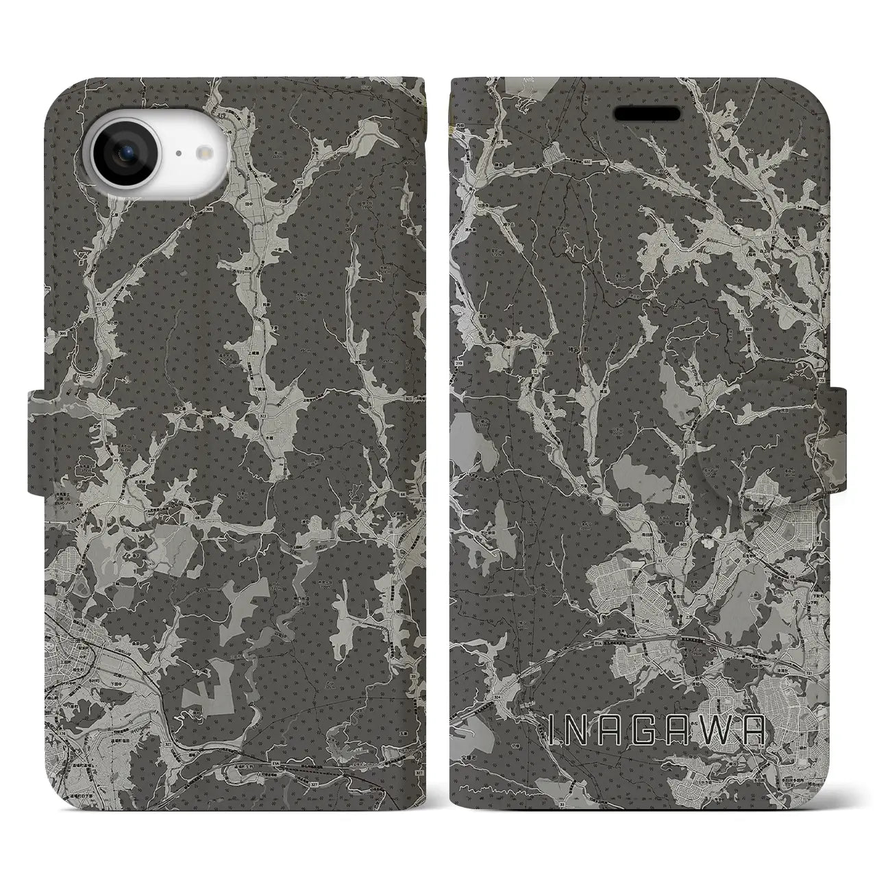 【猪名川（兵庫県）】地図柄iPhoneケース（手帳タイプ）