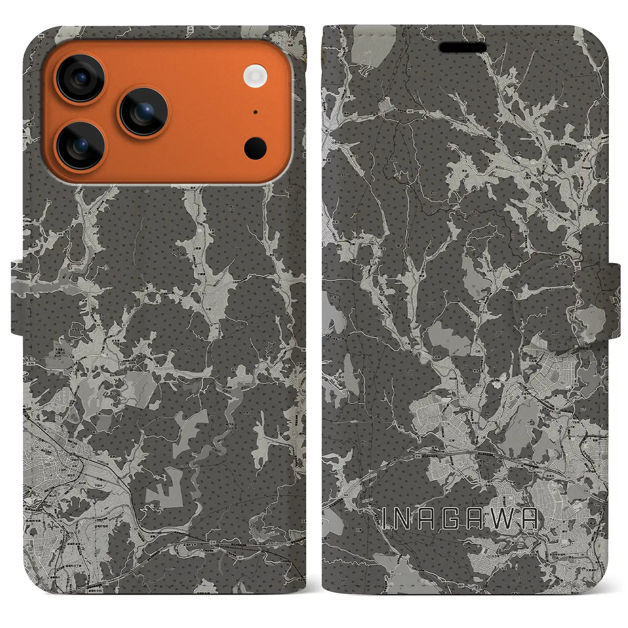 【猪名川（兵庫県）】地図柄iPhoneケース（手帳タイプ）