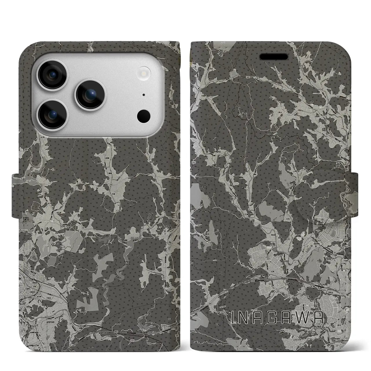 【猪名川（兵庫県）】地図柄iPhoneケース（手帳タイプ）