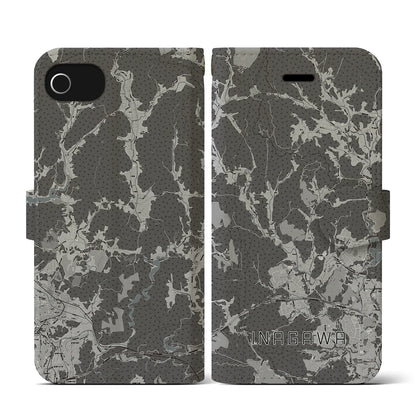 【猪名川（兵庫県）】地図柄iPhoneケース（手帳タイプ）モノトーン・iPhone SE（第3 / 第2世代） / 8 / 7 / 6s / 6 用