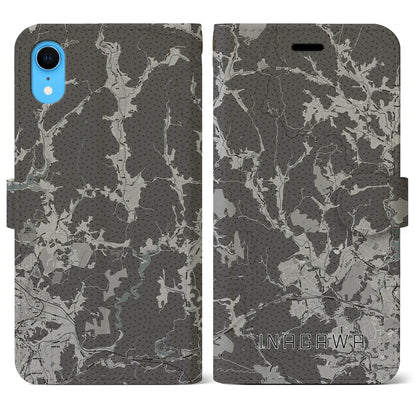 【猪名川（兵庫県）】地図柄iPhoneケース（手帳タイプ）モノトーン・iPhone XR 用
