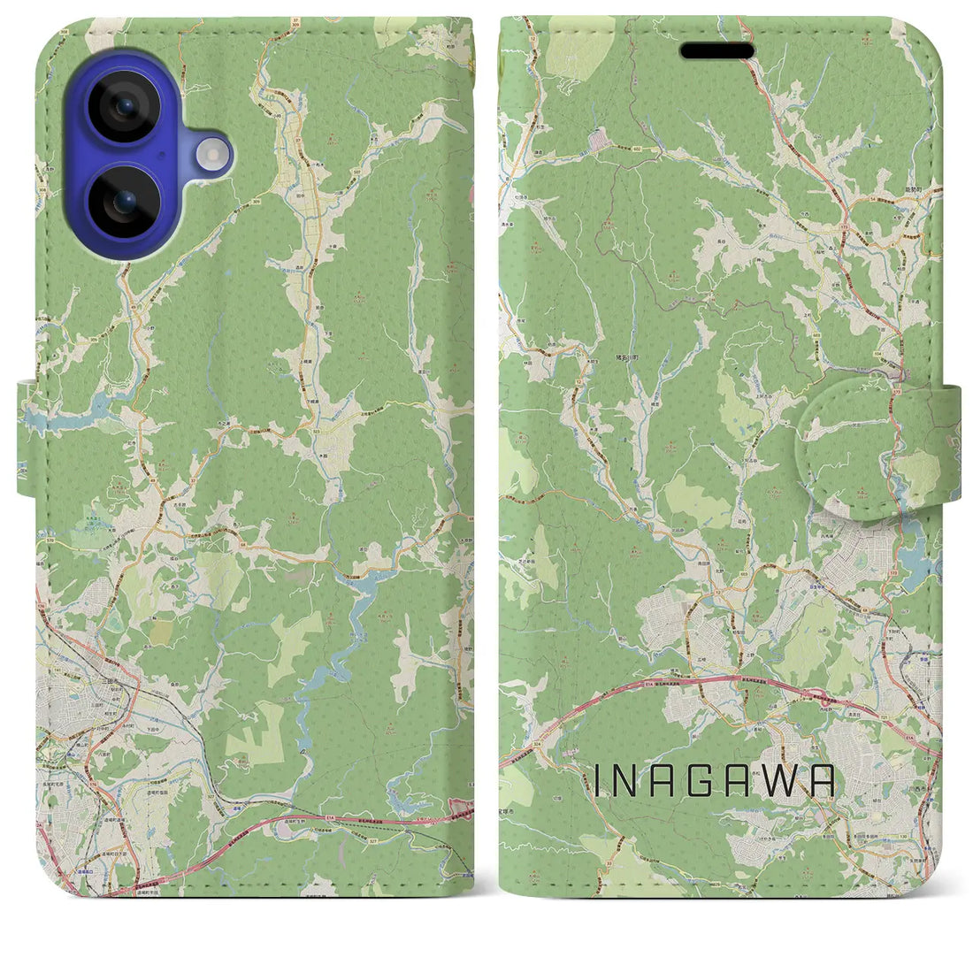 【猪名川(兵庫県)】地図柄iPhoneケース(手帳タイプ)ナチュラル・iPhone 16 Pro Max 用
