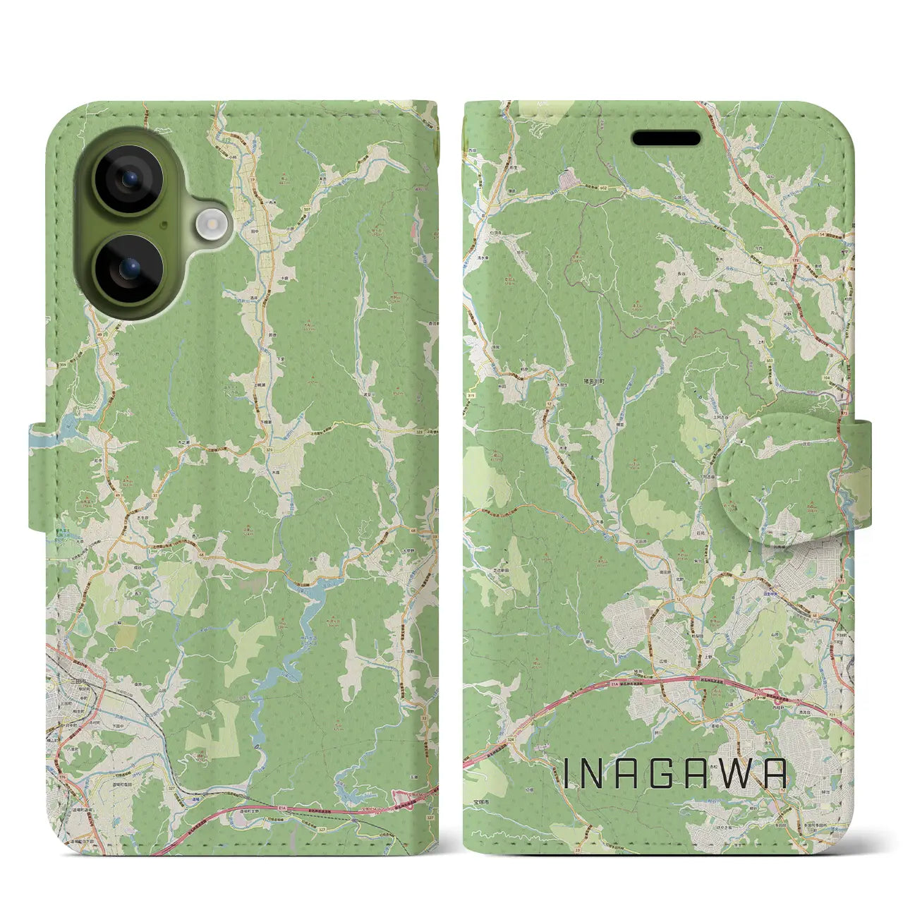 【猪名川（兵庫県）】地図柄iPhoneケース（手帳タイプ）