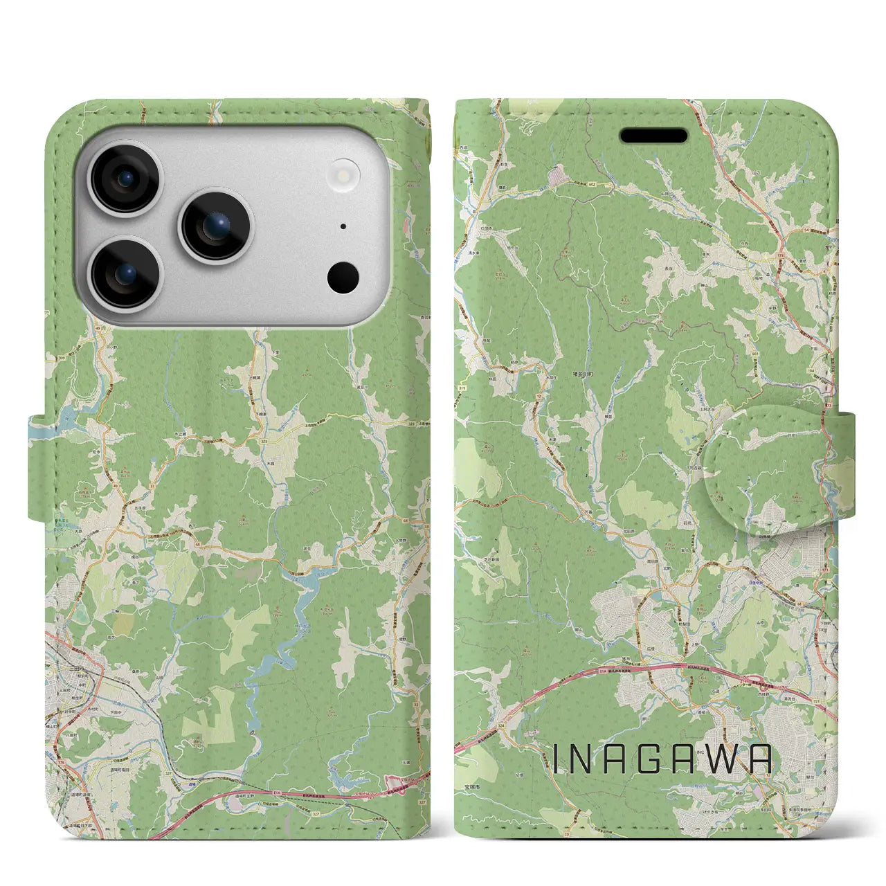 【猪名川（兵庫県）】地図柄iPhoneケース（手帳タイプ）