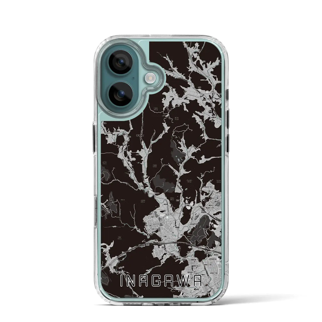 【猪名川（兵庫県）】地図柄iPhoneケース（MagSafeタイプ）モノトーン・iPhone 16 Pro 用