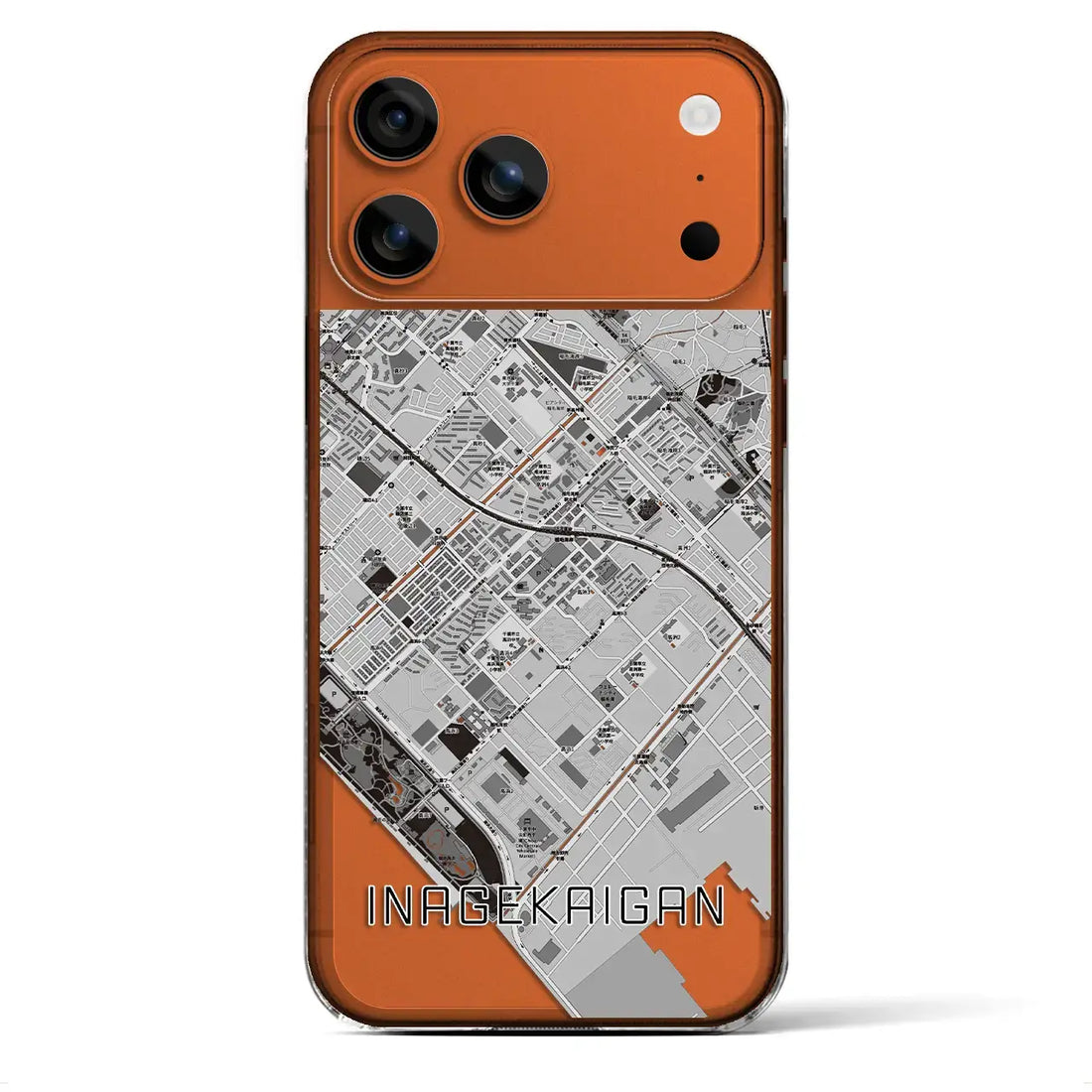 【稲毛海岸(千葉県)】地図柄iPhoneケース(クリアタイプ)モノトーン・iPhone 17 Pro Max 用