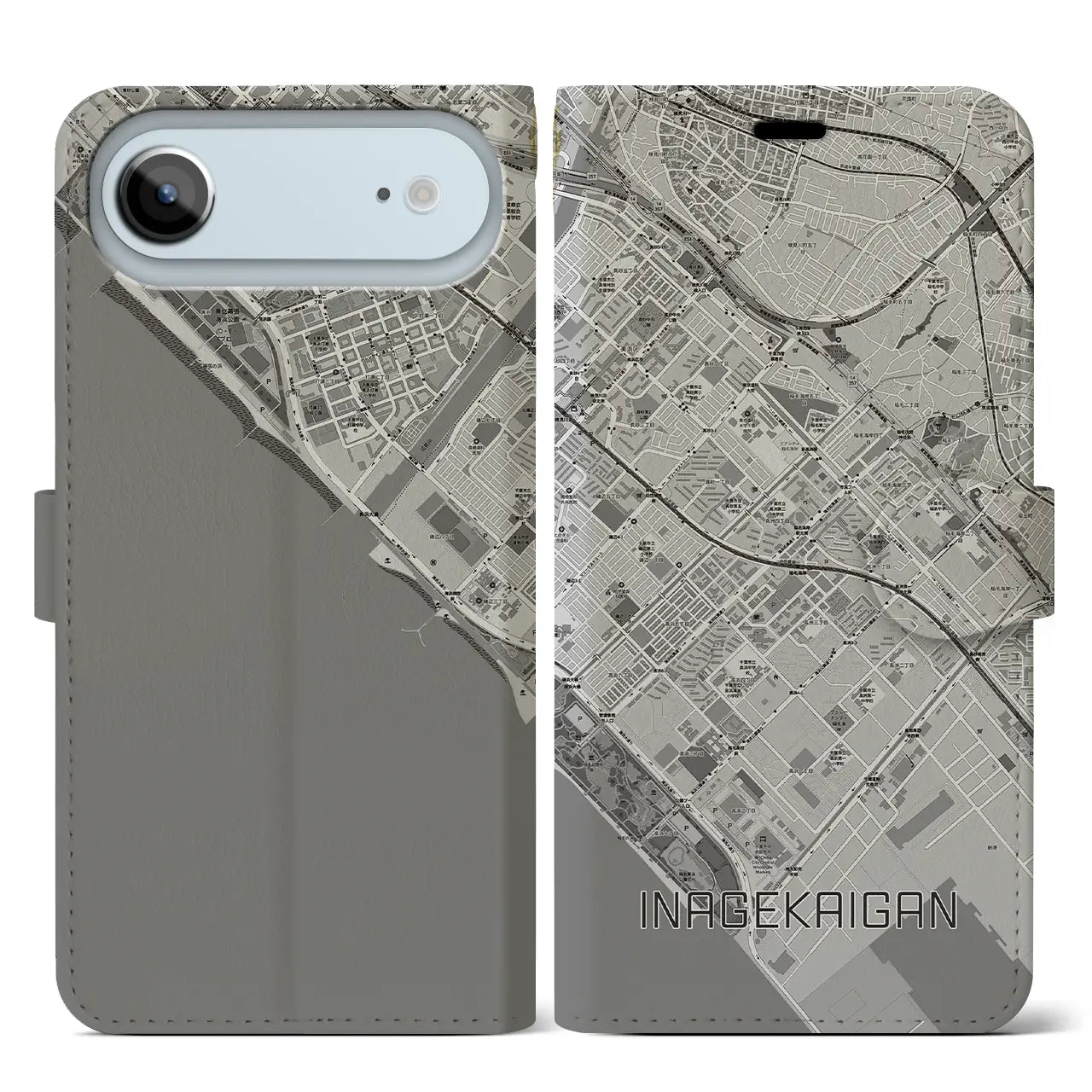 【稲毛海岸（千葉県）】地図柄iPhoneケース（手帳タイプ）
