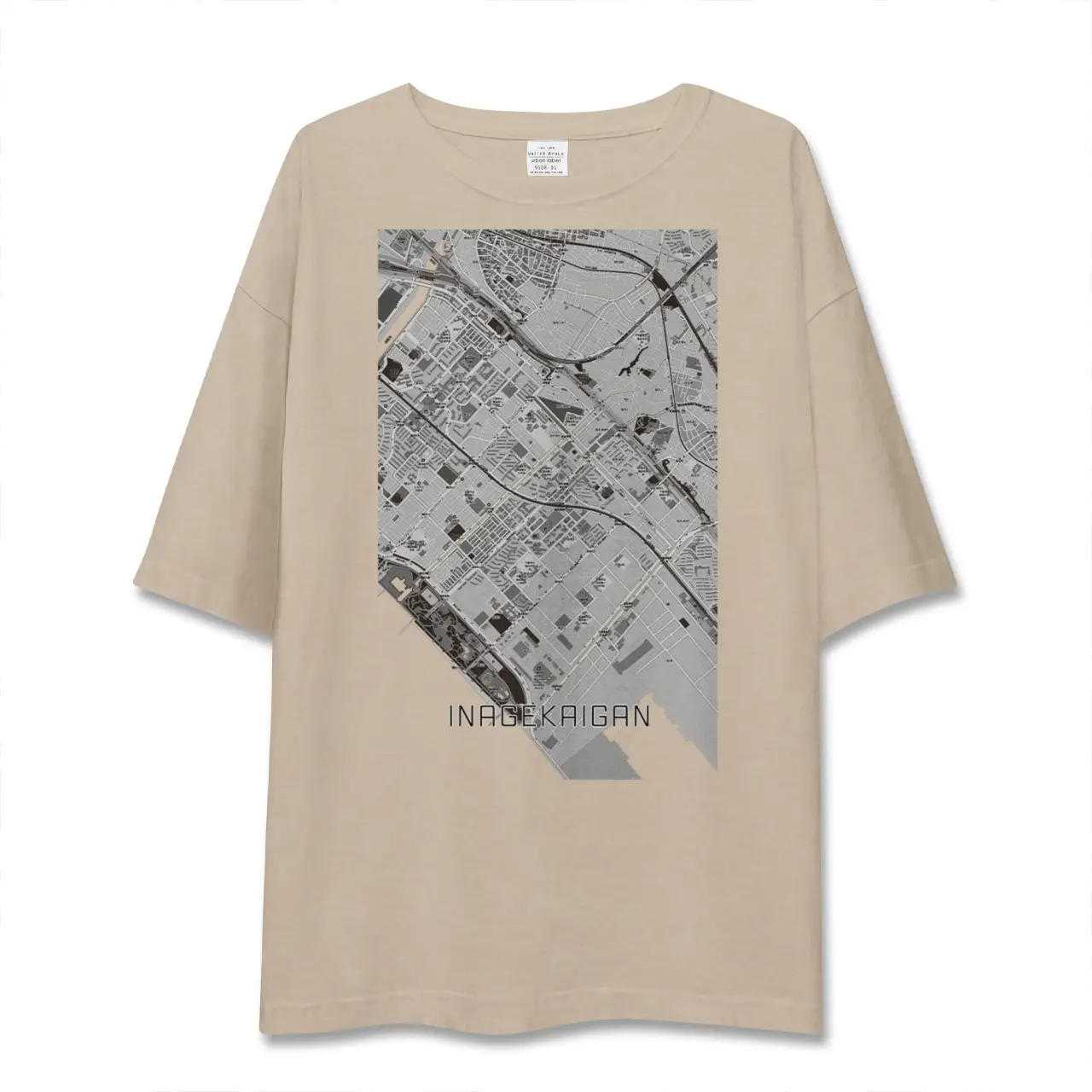 【稲毛海岸（千葉県）】地図柄ビッグシルエットTシャツ