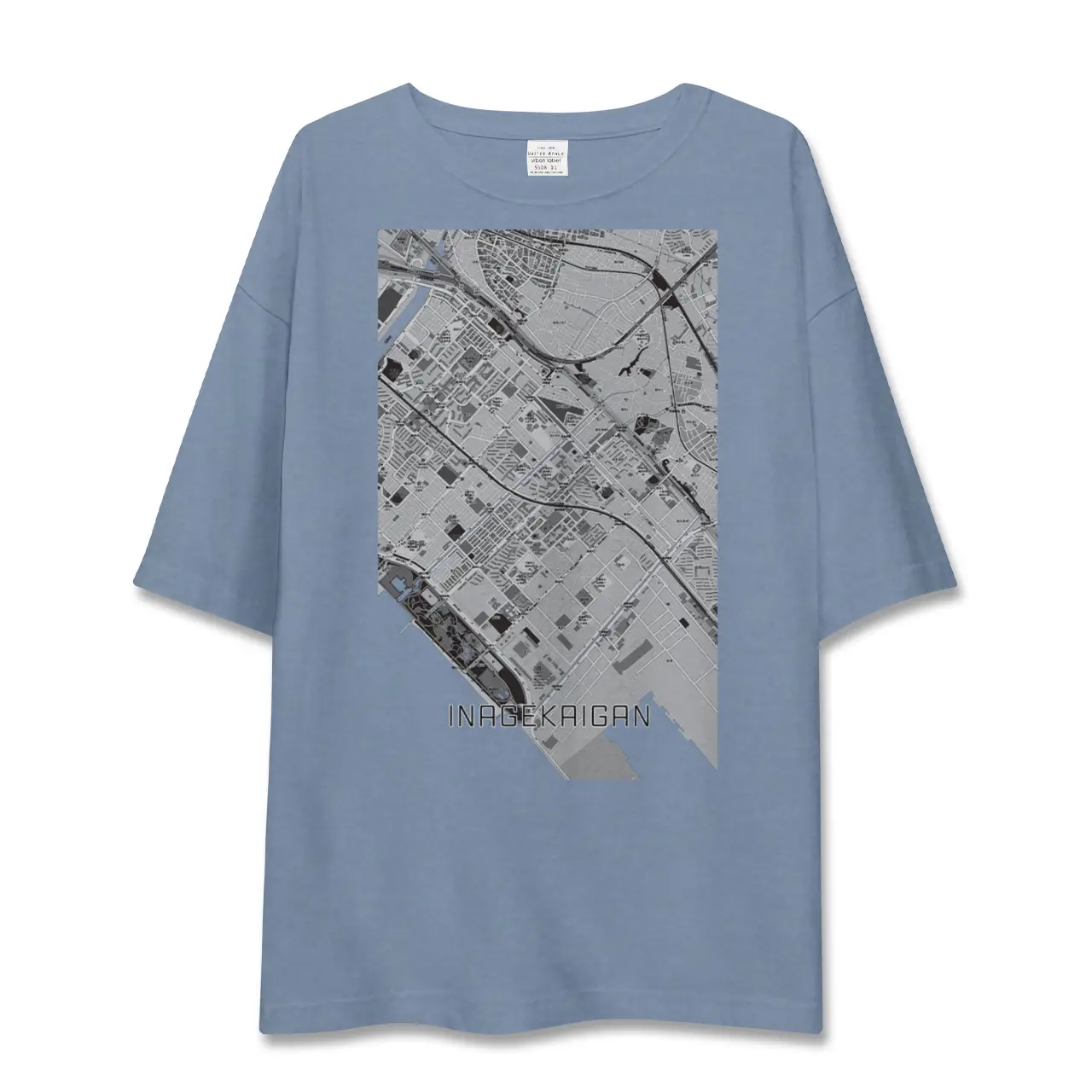 【稲毛海岸（千葉県）】地図柄ビッグシルエットTシャツ