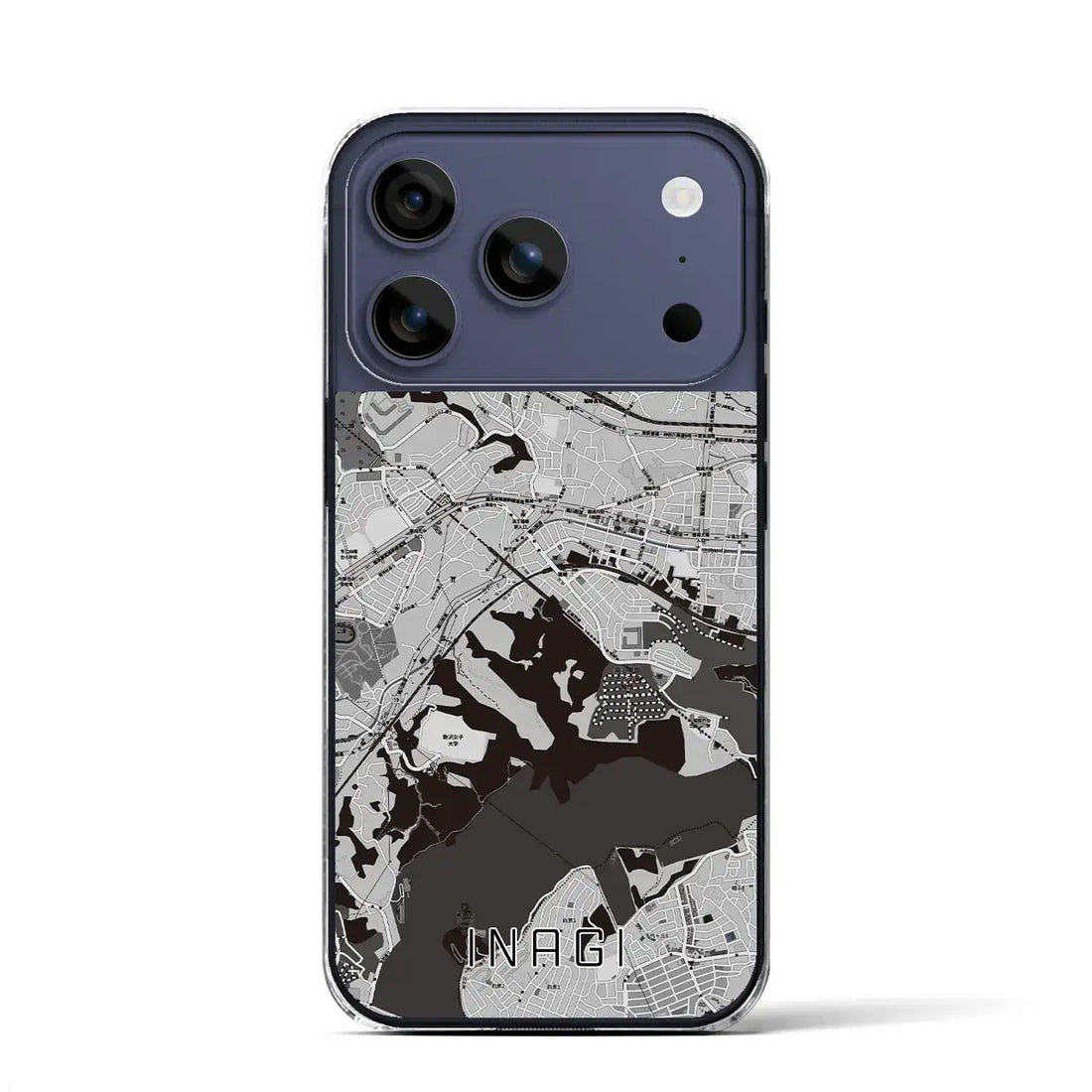 【稲城（東京都）】地図柄iPhoneケース（クリアタイプ）モノトーン・iPhone 17 Pro Max 用