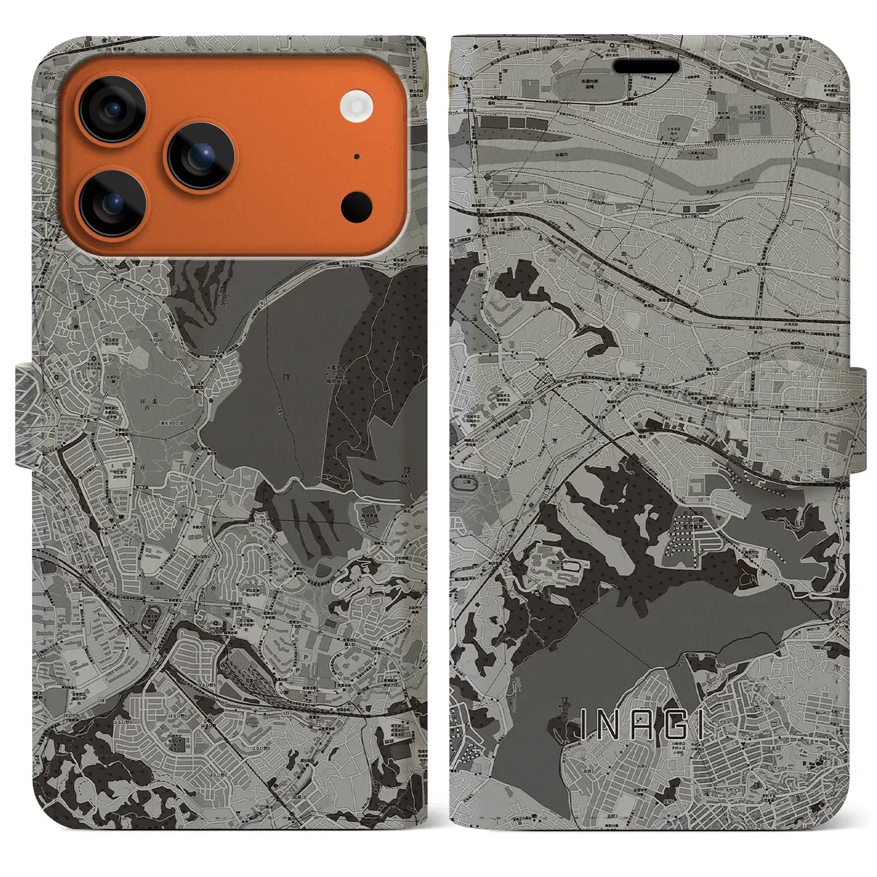 【稲城（東京都）】地図柄iPhoneケース（手帳タイプ）