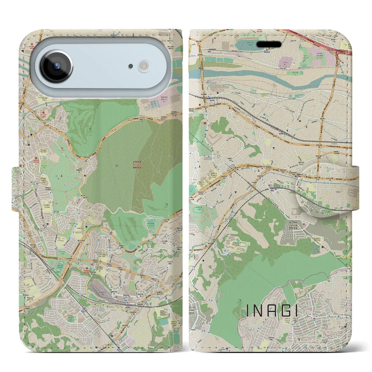 【稲城（東京都）】地図柄iPhoneケース（手帳タイプ）