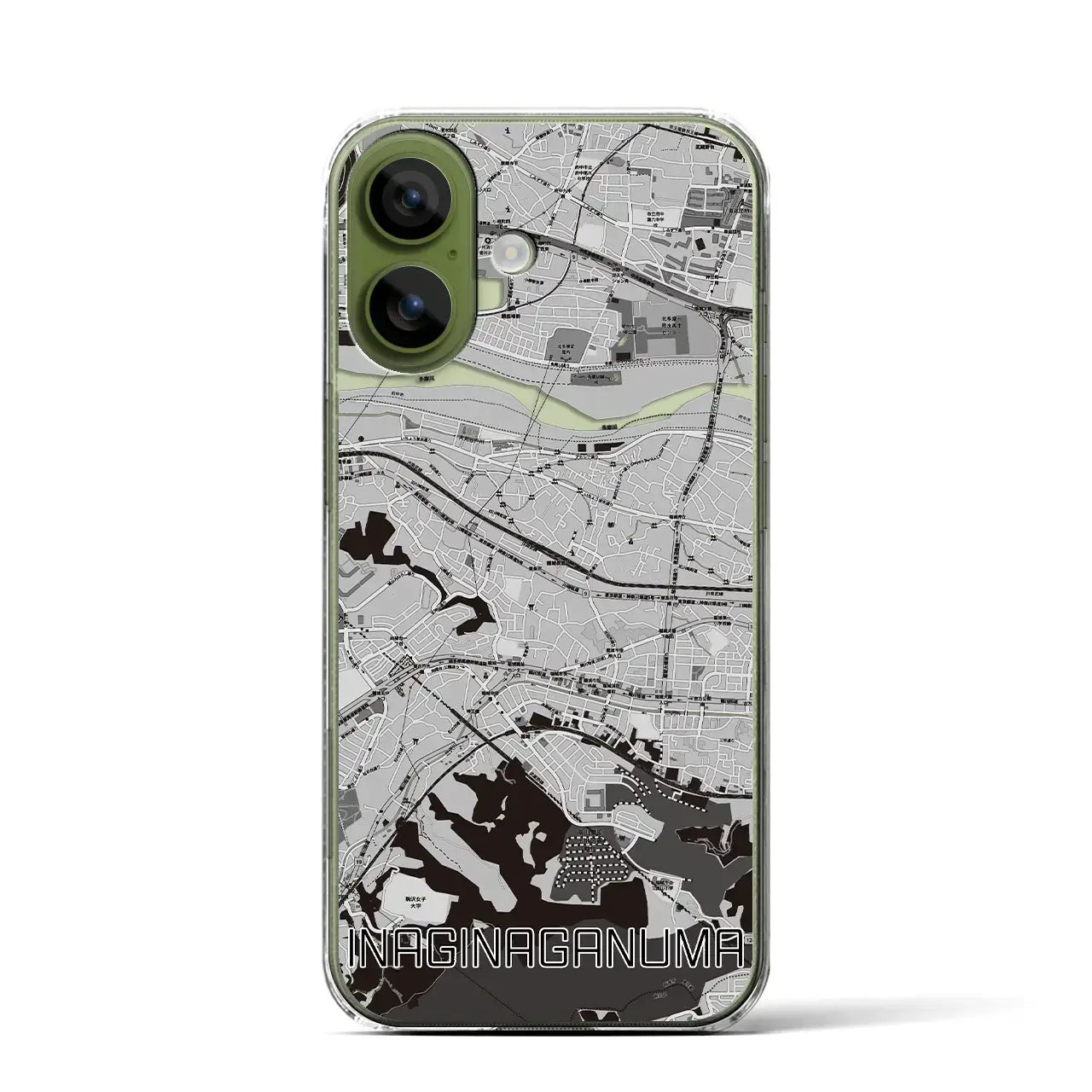 【稲城長沼（東京都）】地図柄iPhoneケース（クリアタイプ）