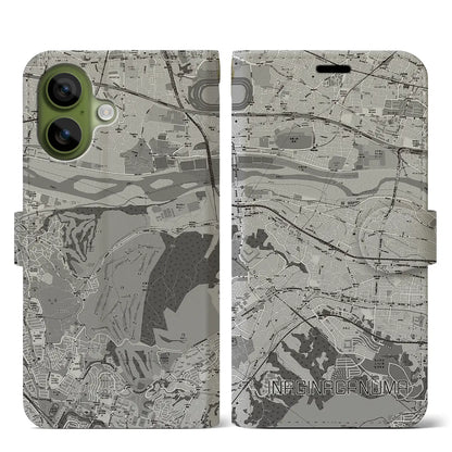 【稲城長沼（東京都）】地図柄iPhoneケース（手帳タイプ）