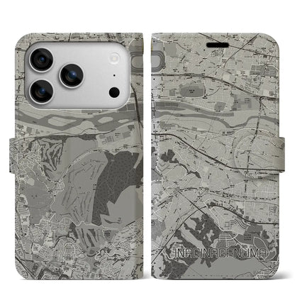 【稲城長沼（東京都）】地図柄iPhoneケース（手帳タイプ）