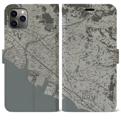 【稲美（兵庫県）】地図柄iPhoneケース（手帳タイプ）モノトーン・iPhone 11 Pro Max 用