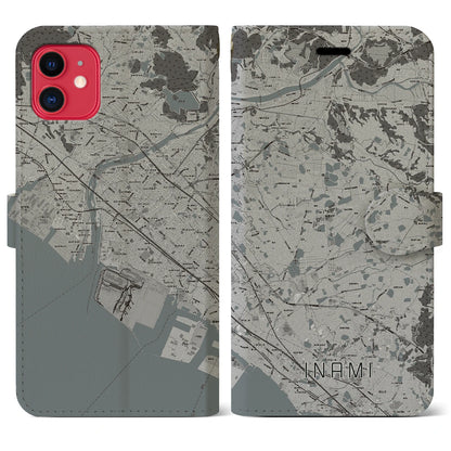 【稲美（兵庫県）】地図柄iPhoneケース（手帳タイプ）モノトーン・iPhone 11 用