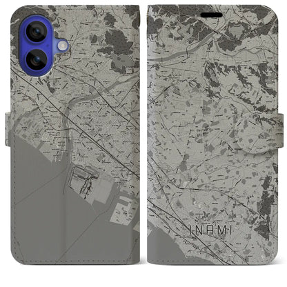 【稲美（兵庫県）】地図柄iPhoneケース（手帳タイプ）モノトーン・iPhone 16 Pro Max 用