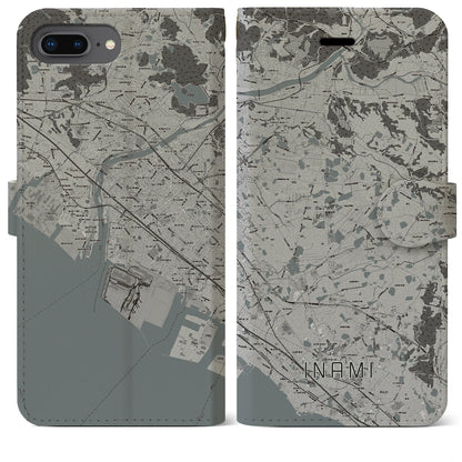 【稲美（兵庫県）】地図柄iPhoneケース（手帳タイプ）モノトーン・iPhone 8Plus /7Plus / 6sPlus / 6Plus 用