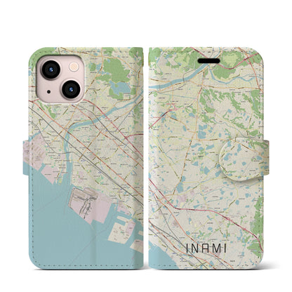 【稲美（兵庫県）】地図柄iPhoneケース（手帳タイプ）ナチュラル・iPhone 13 mini 用
