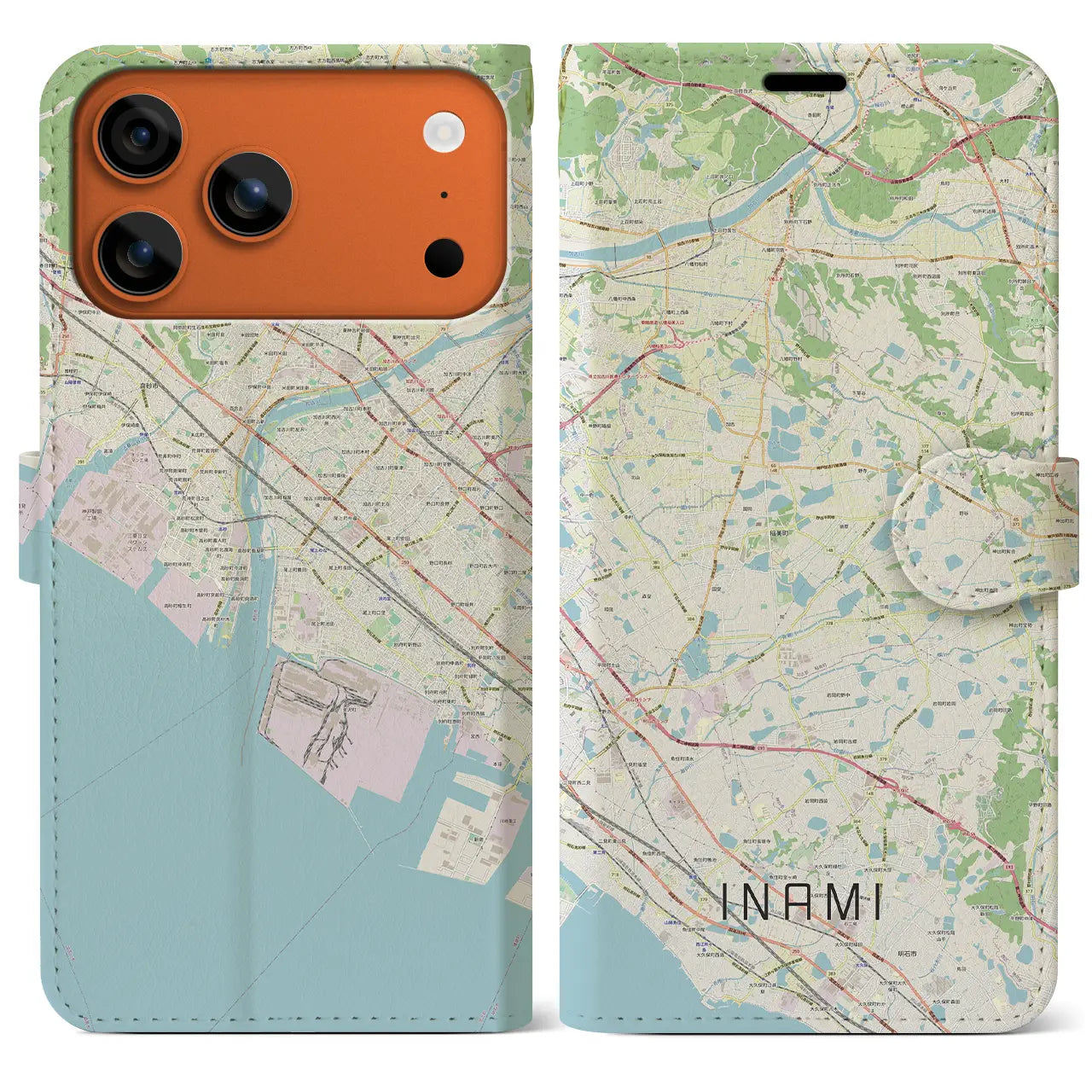 【稲美（兵庫県）】地図柄iPhoneケース（手帳タイプ）