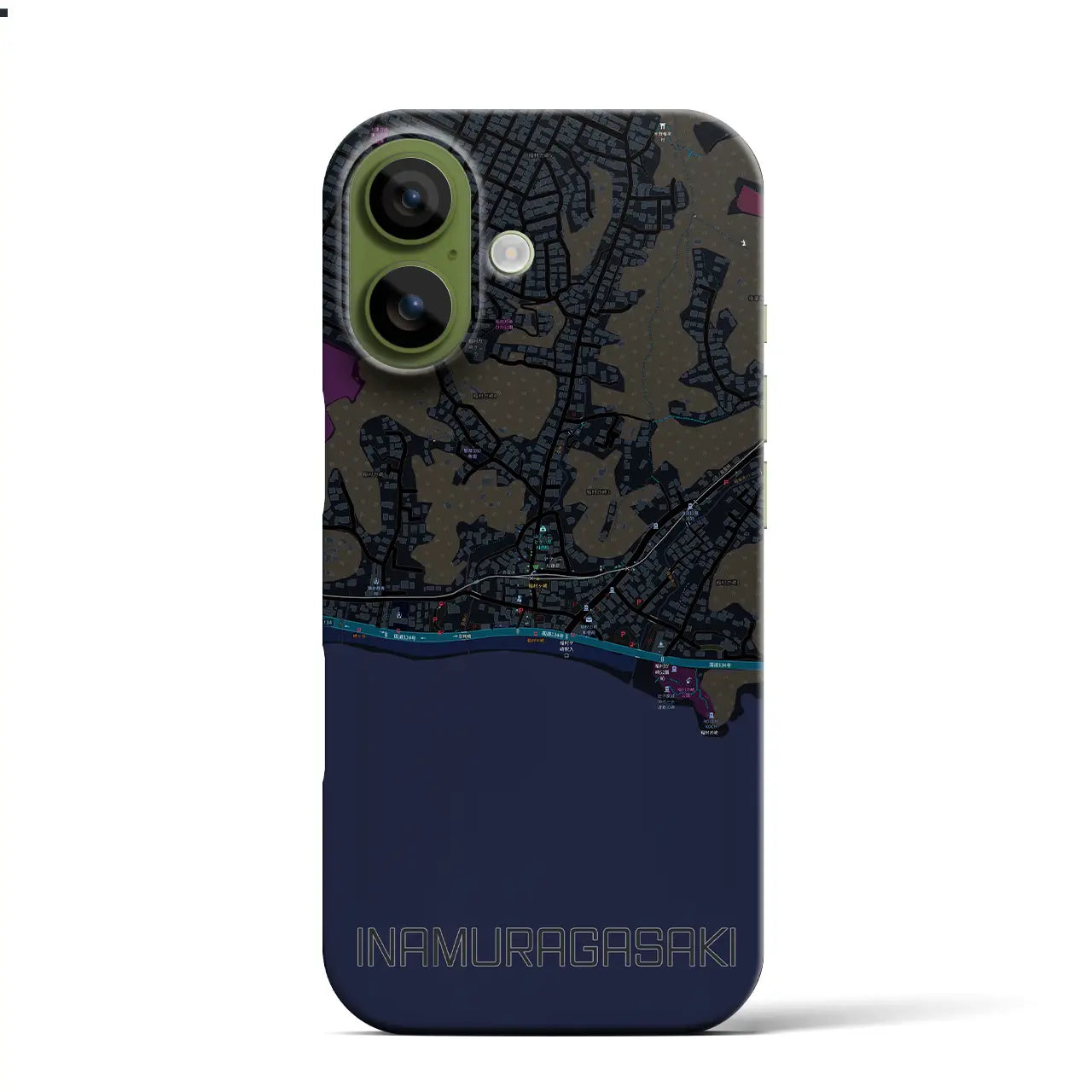 【稲村ヶ崎（神奈川県）】地図柄iPhoneケース（バックカバータイプ）