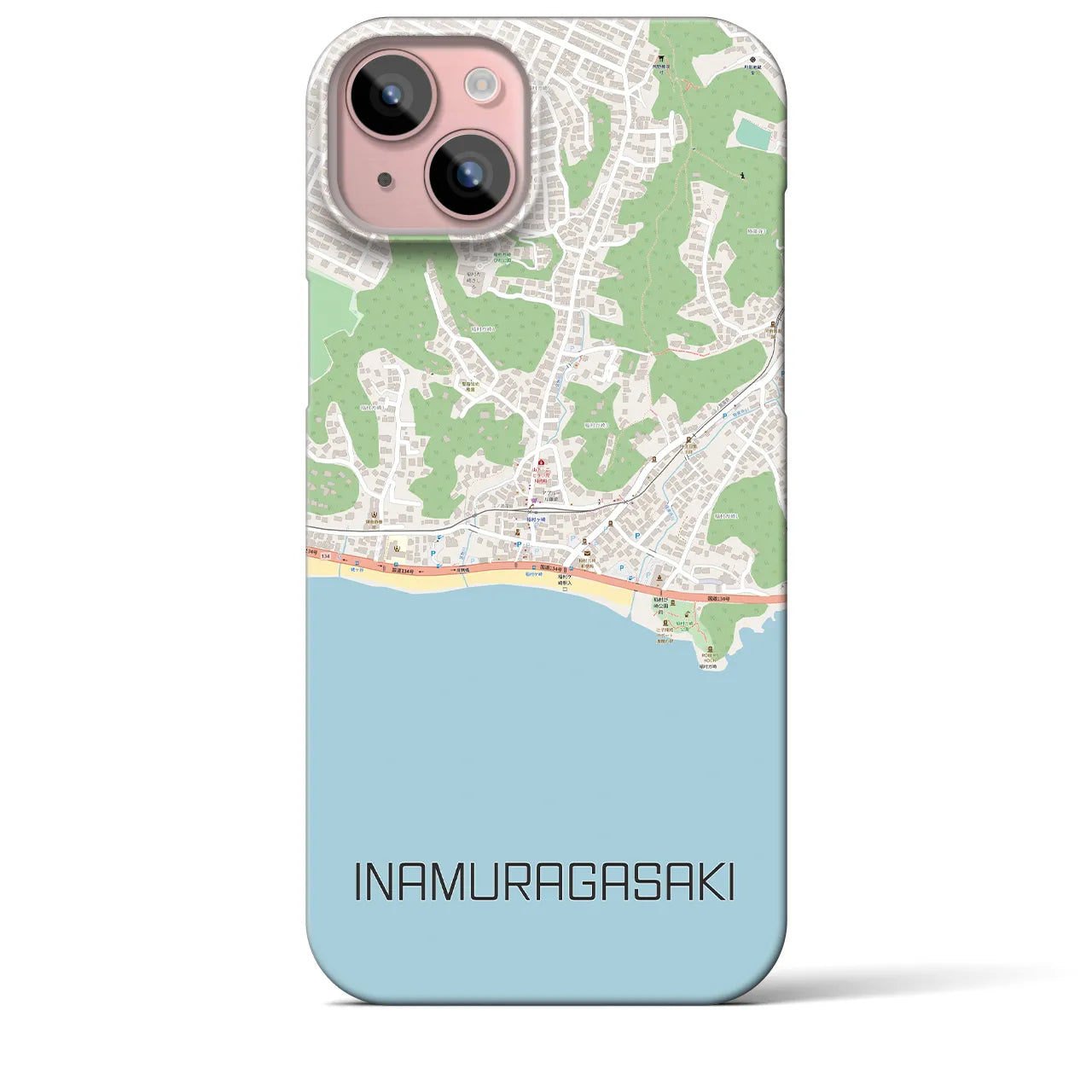 【稲村ヶ崎（神奈川県）】地図柄iPhoneケース（バックカバータイプ）