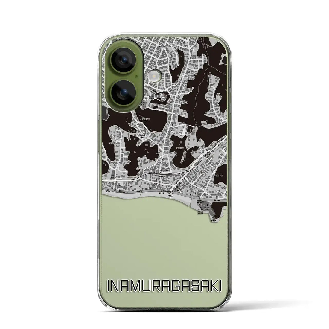 【稲村ヶ崎（神奈川県）】地図柄iPhoneケース（クリアタイプ）モノトーン・iPhone 17 Pro Max 用