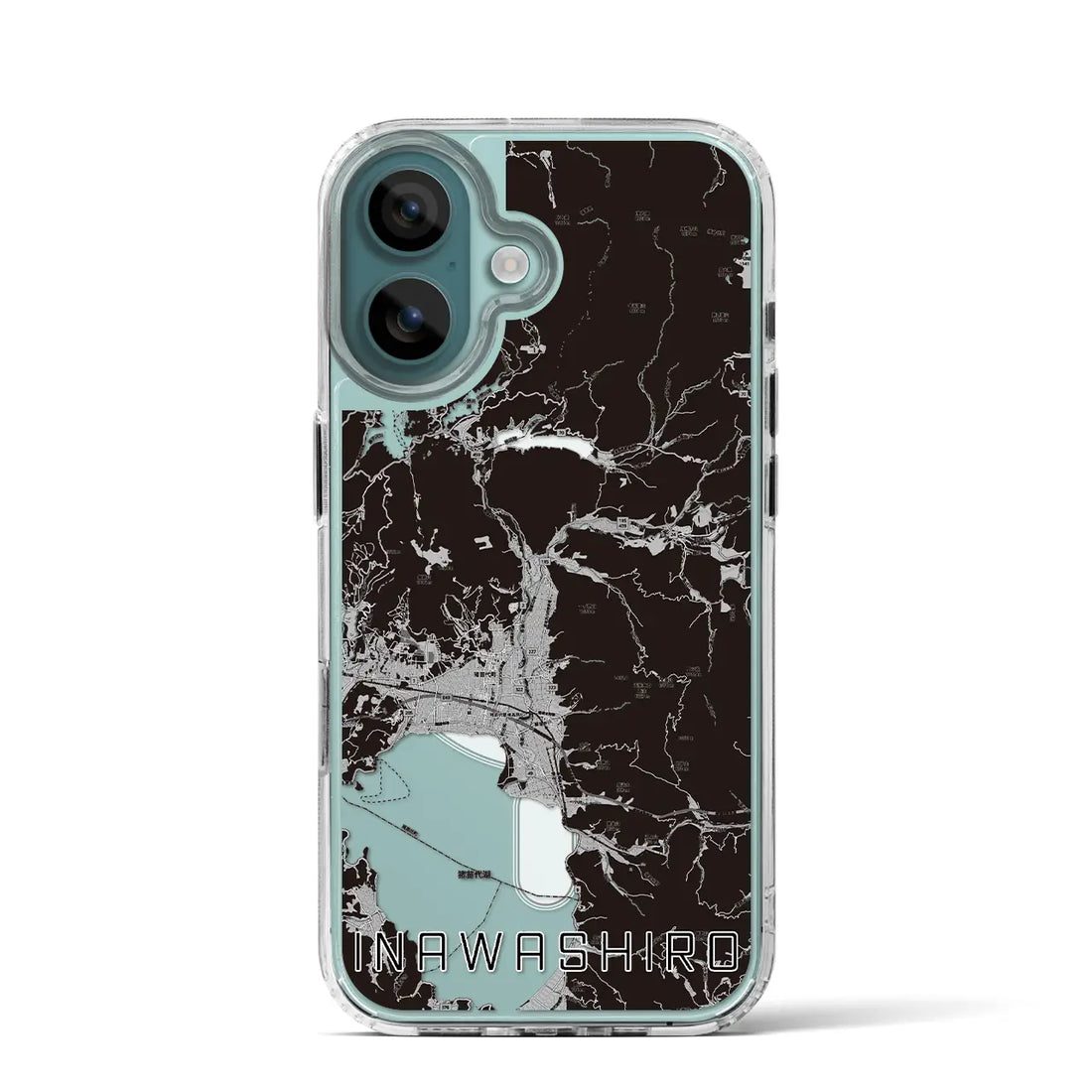 【猪苗代（福島県）】地図柄iPhoneケース（MagSafeタイプ）モノトーン・iPhone 16 Pro 用