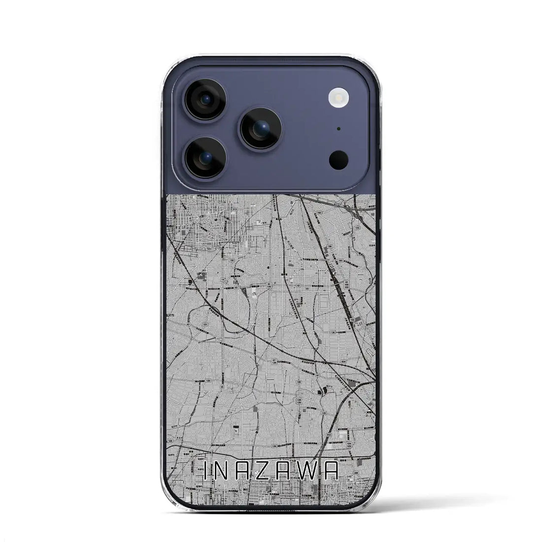 【稲沢(愛知県)】地図柄iPhoneケース(クリアタイプ)モノトーン・iPhone 17 Pro Max 用