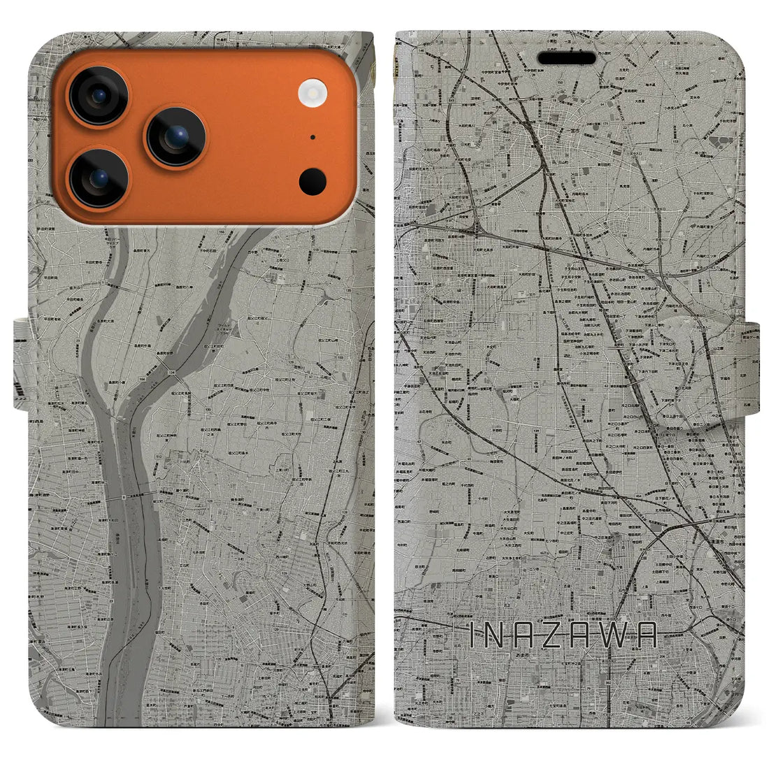 【稲沢（愛知県）】地図柄iPhoneケース（手帳タイプ）