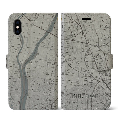 【稲沢（愛知県）】地図柄iPhoneケース（手帳タイプ）モノトーン・iPhone XS / X 用