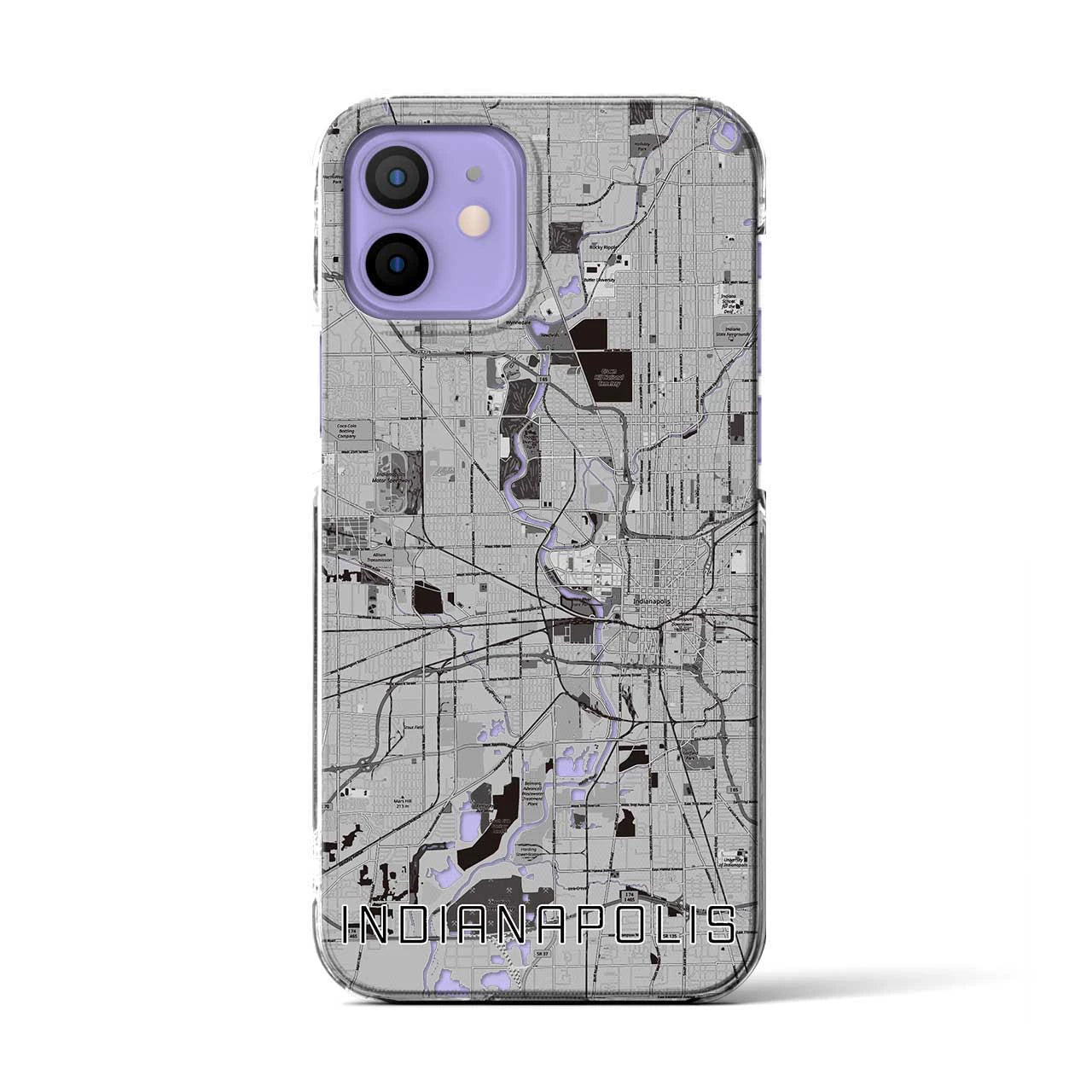 【インディアナポリス（アメリカ）】地図柄iPhoneケース（クリアタイプ）