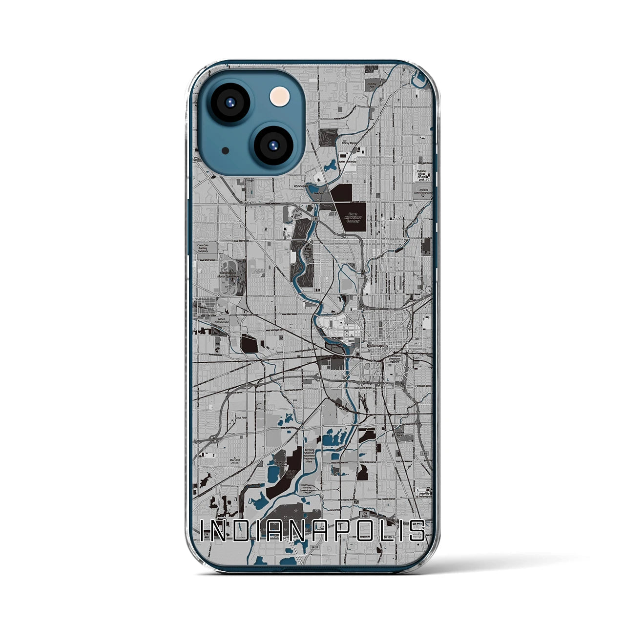【インディアナポリス（アメリカ）】地図柄iPhoneケース（クリアタイプ）