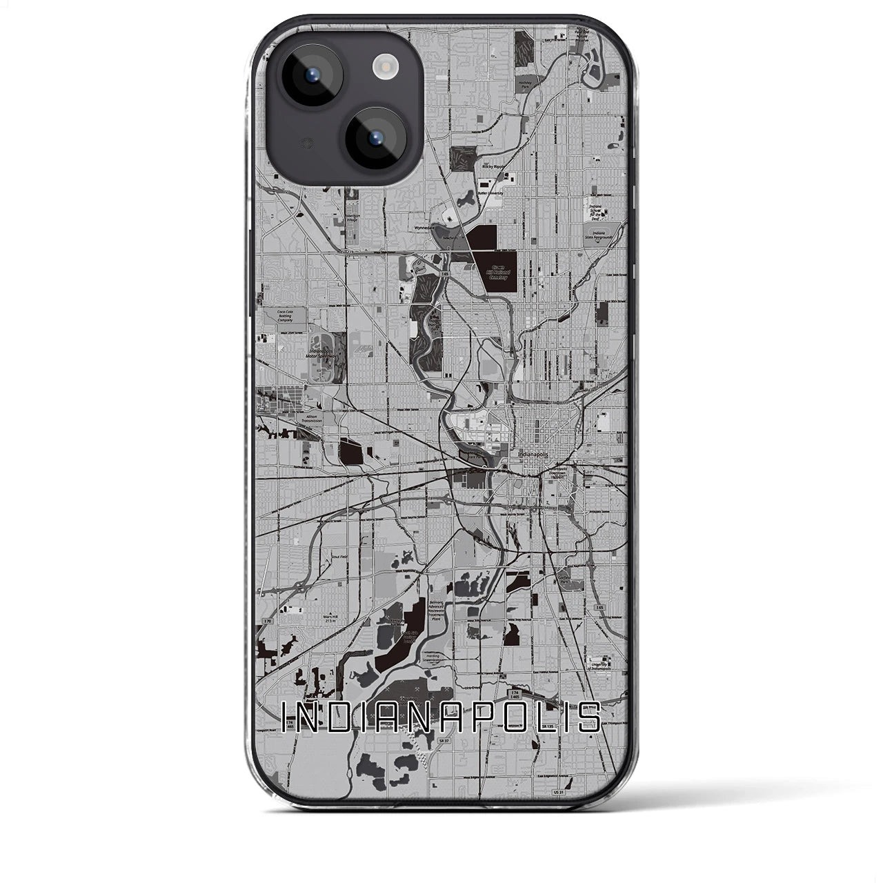 【インディアナポリス（アメリカ）】地図柄iPhoneケース（クリアタイプ）