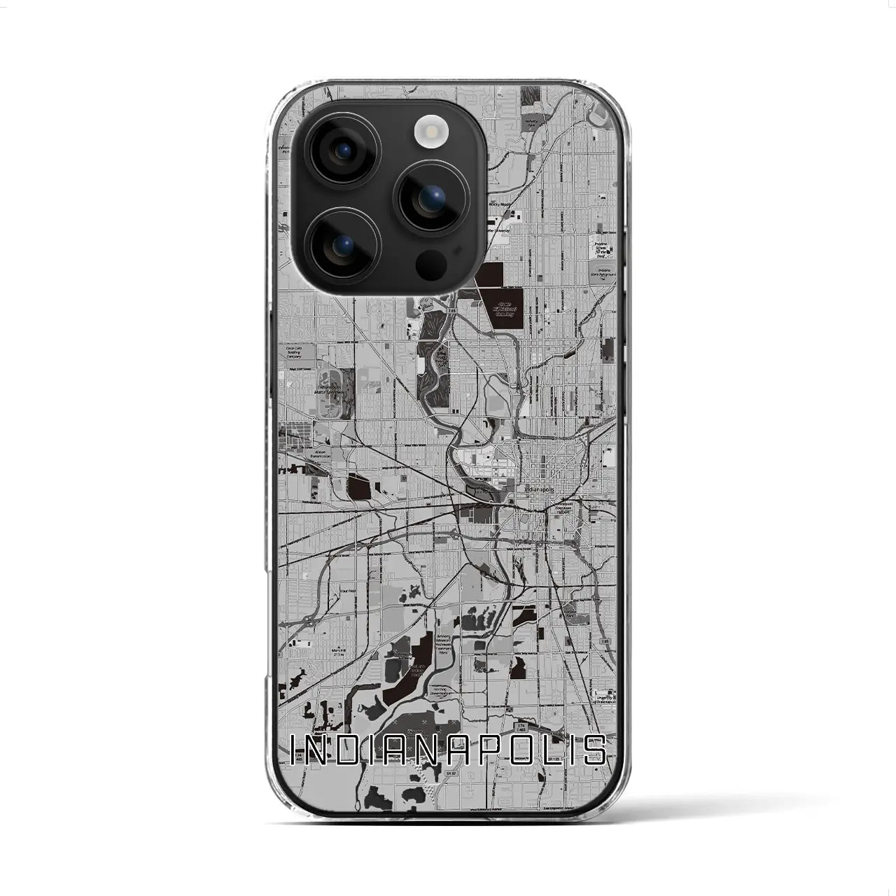【インディアナポリス（アメリカ）】地図柄iPhoneケース（クリアタイプ）
