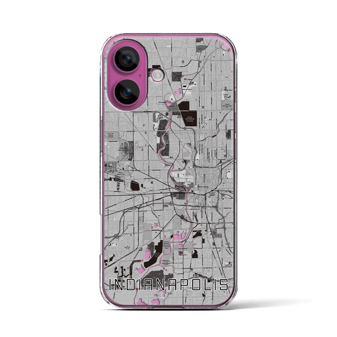 【インディアナポリス（アメリカ）】地図柄iPhoneケース（クリアタイプ）