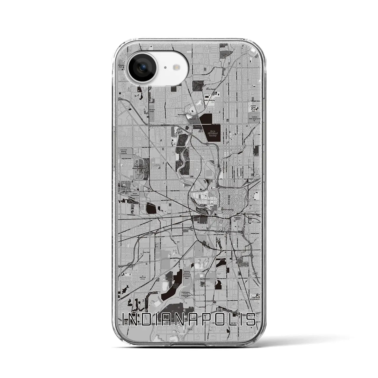 【インディアナポリス（アメリカ）】地図柄iPhoneケース（クリアタイプ）