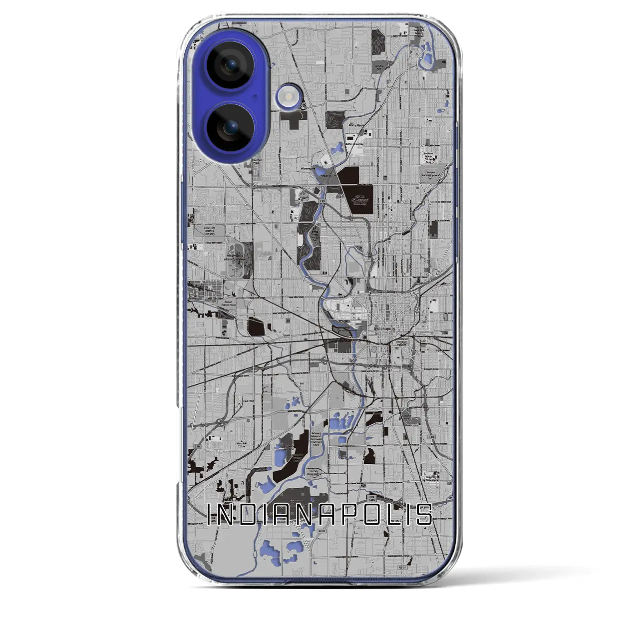 【インディアナポリス（アメリカ）】地図柄iPhoneケース（クリアタイプ）
