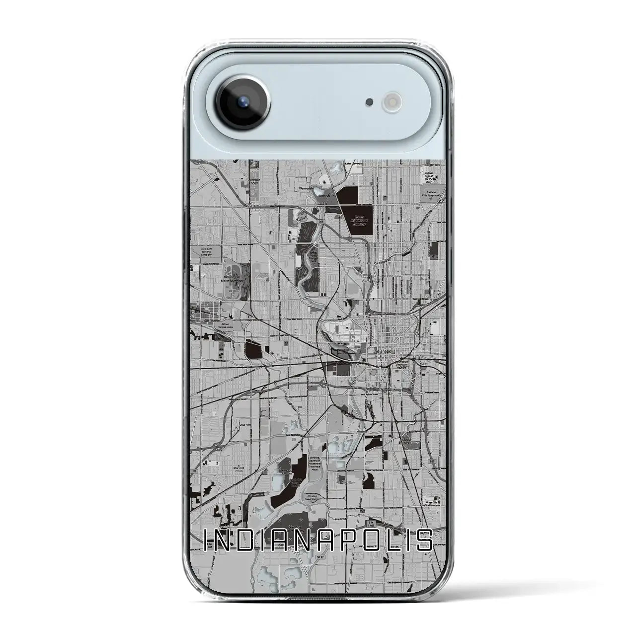 【インディアナポリス（アメリカ）】地図柄iPhoneケース（クリアタイプ）