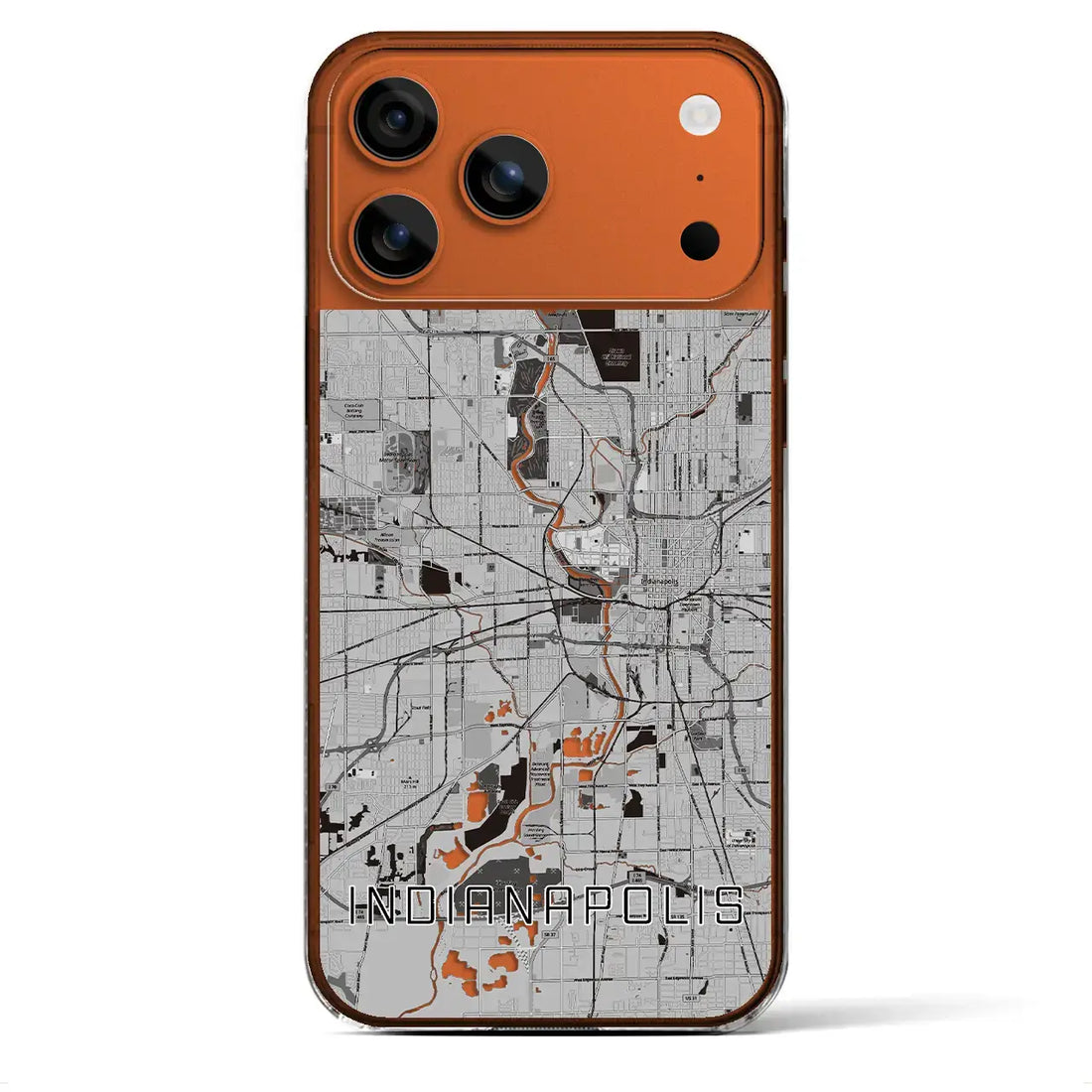 【インディアナポリス（アメリカ）】地図柄iPhoneケース（クリアタイプ）