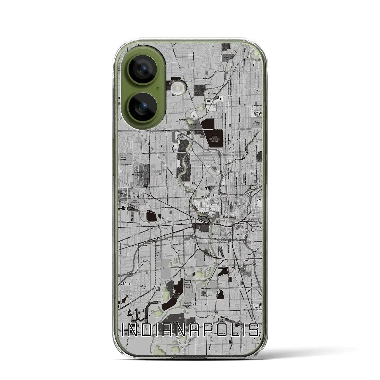 【インディアナポリス（アメリカ）】地図柄iPhoneケース（クリアタイプ）