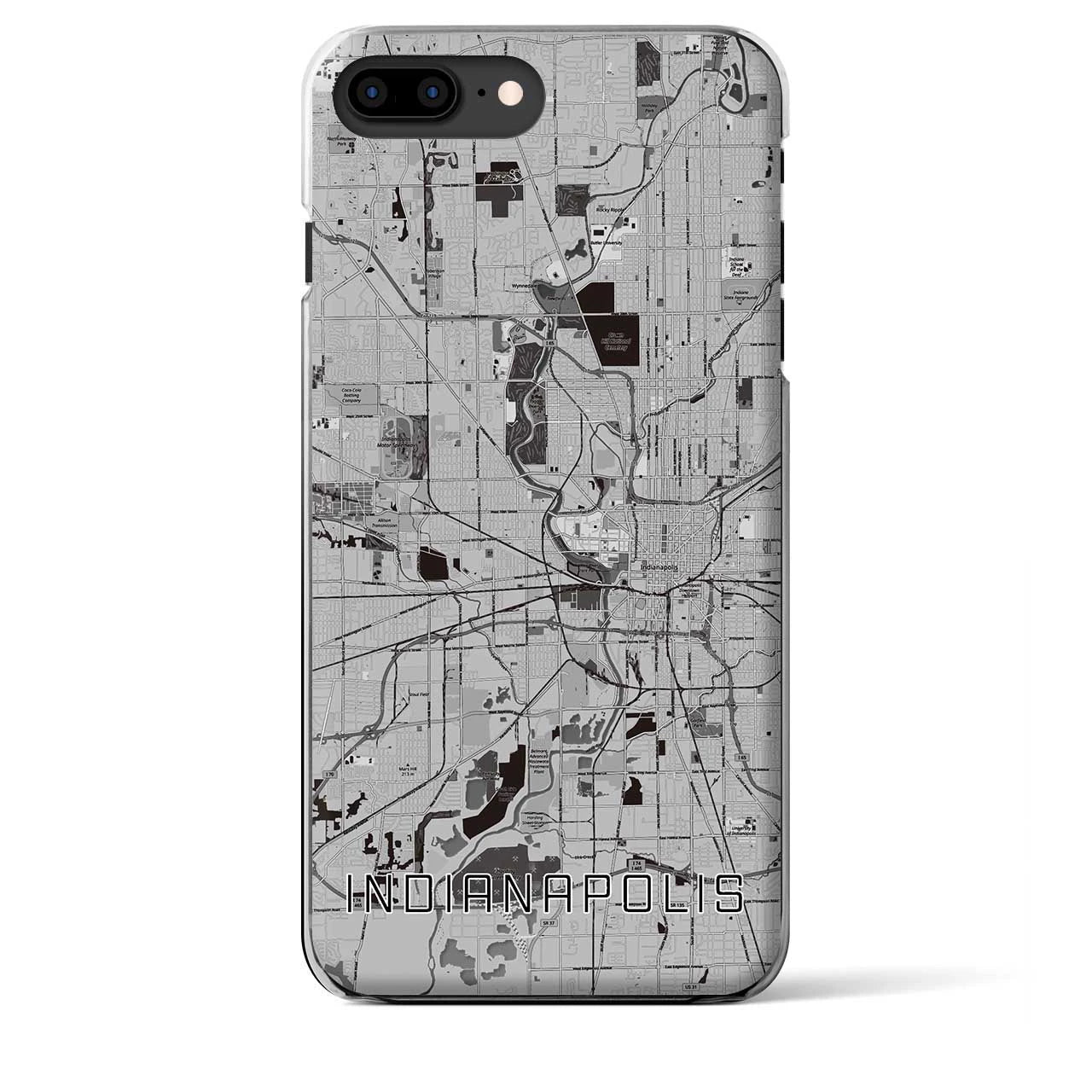 【インディアナポリス（アメリカ）】地図柄iPhoneケース（クリアタイプ）