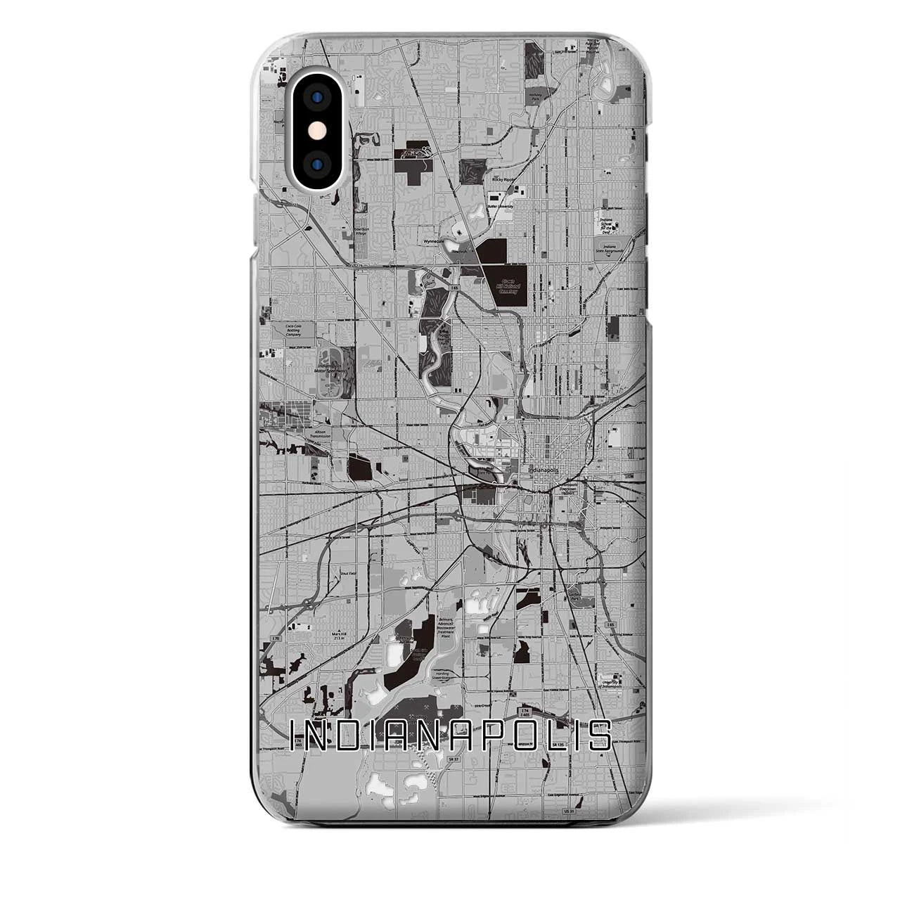 【インディアナポリス（アメリカ）】地図柄iPhoneケース（クリアタイプ）