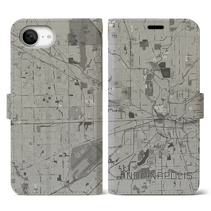 【インディアナポリス（アメリカ）】地図柄iPhoneケース（手帳タイプ）