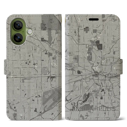 【インディアナポリス（アメリカ）】地図柄iPhoneケース（手帳タイプ）