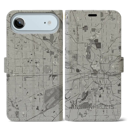 【インディアナポリス（アメリカ）】地図柄iPhoneケース（手帳タイプ）