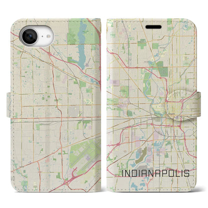 【インディアナポリス（アメリカ）】地図柄iPhoneケース（手帳タイプ）