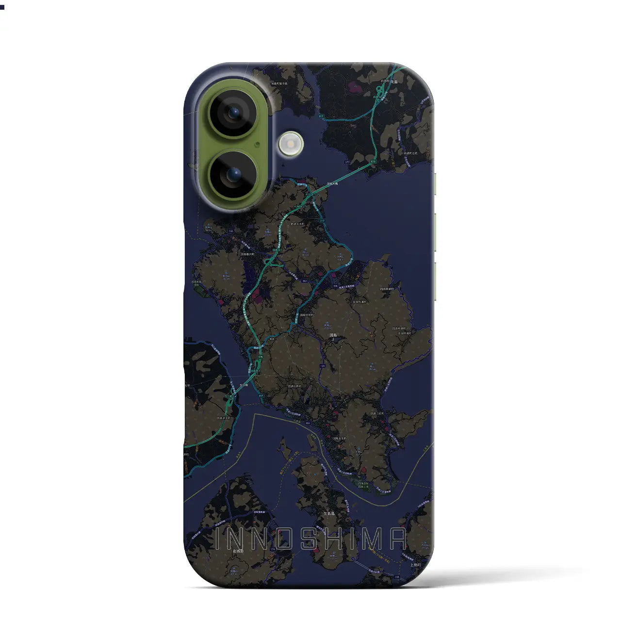 【因島（広島県）】地図柄iPhoneケース（バックカバータイプ）