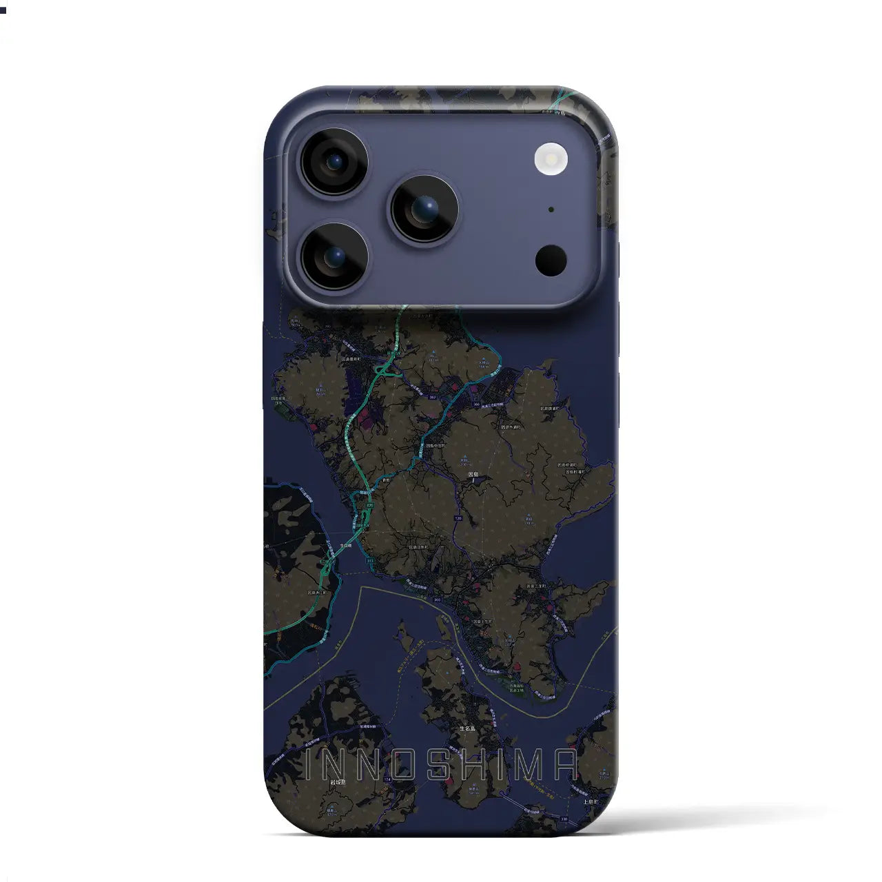 【因島（広島県）】地図柄iPhoneケース（バックカバータイプ）